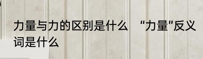 力量与力的区别是什么　“力量”反义词是什么