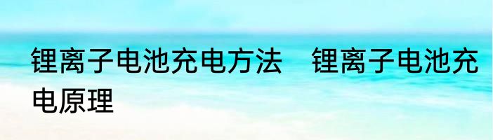 锂离子电池充电方法　锂离子电池充电原理