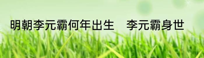 明朝李元霸何年出生　李元霸身世