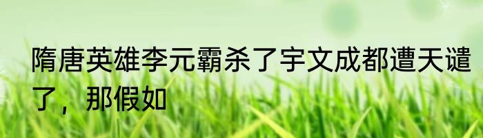 隋唐英雄李元霸杀了宇文成都遭天谴了，那假如