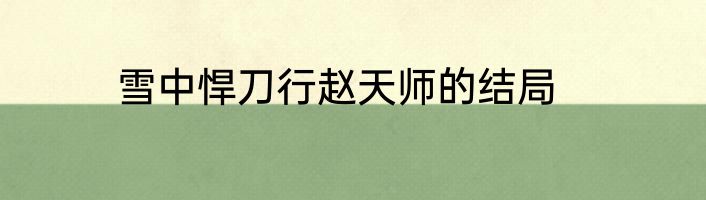 雪中悍刀行赵天师的结局