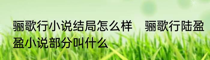 骊歌行小说结局怎么样　骊歌行陆盈盈小说部分叫什么