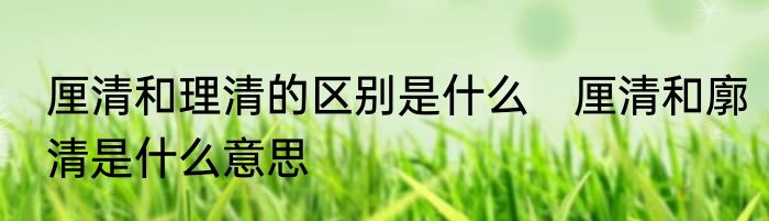 厘清和理清的区别是什么　厘清和廓清是什么意思