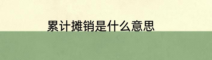 累计摊销是什么意思
