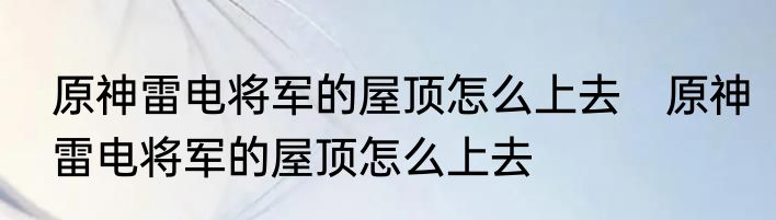 原神雷电将军的屋顶怎么上去　原神雷电将军的屋顶怎么上去