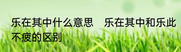 乐在其中什么意思　乐在其中和乐此不疲的区别