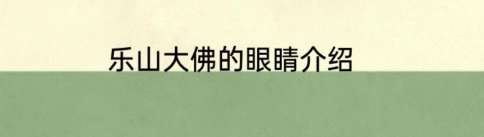 乐山大佛的眼睛介绍