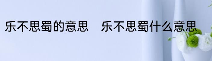 乐不思蜀的意思　乐不思蜀什么意思