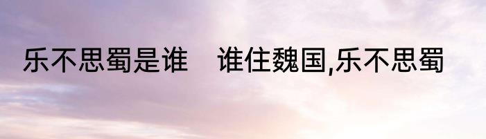 乐不思蜀是谁　谁住魏国,乐不思蜀