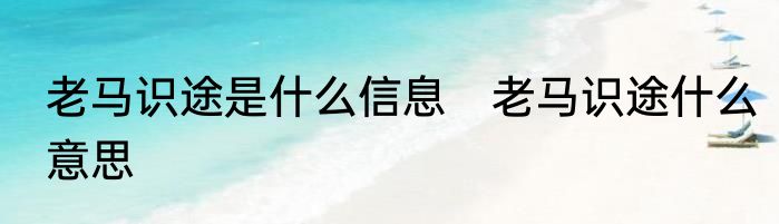 老马识途是什么信息　老马识途什么意思