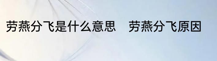 劳燕分飞是什么意思　劳燕分飞原因