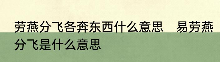劳燕分飞各奔东西什么意思　易劳燕分飞是什么意思