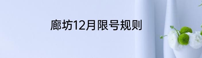廊坊12月限号规则