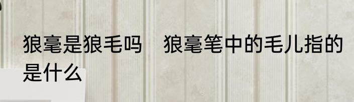 狼毫是狼毛吗　狼毫笔中的毛儿指的是什么