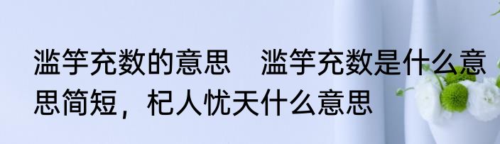 滥竽充数的意思　滥竽充数是什么意思简短，杞人忧天什么意思