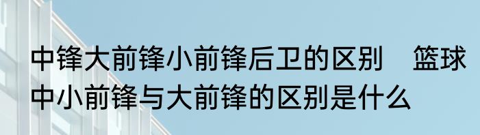 中锋大前锋小前锋后卫的区别　篮球中小前锋与大前锋的区别是什么