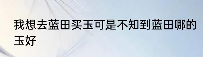 我想去蓝田买玉可是不知到蓝田哪的玉好