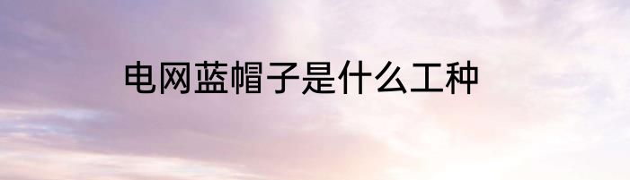 电网蓝帽子是什么工种