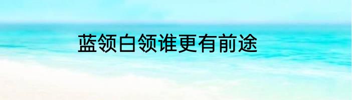 蓝领白领谁更有前途