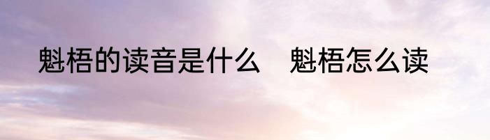 魁梧的读音是什么　魁梧怎么读