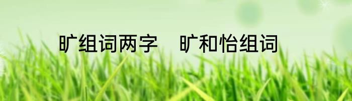 旷组词两字　旷和怡组词