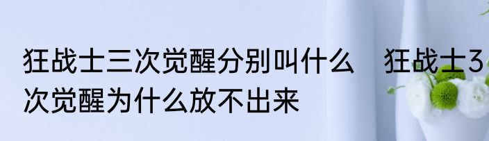 狂战士三次觉醒分别叫什么　狂战士3次觉醒为什么放不出来