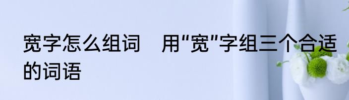 宽字怎么组词　用“宽”字组三个合适的词语