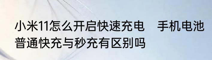 小米11怎么开启快速充电　手机电池普通快充与秒充有区别吗