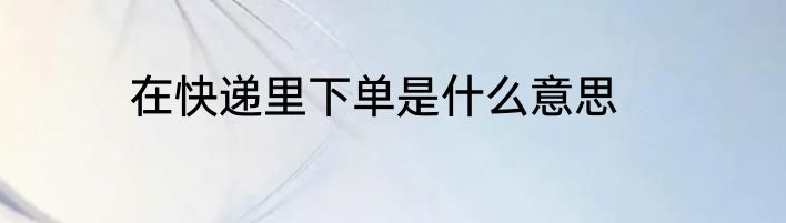 在快递里下单是什么意思
