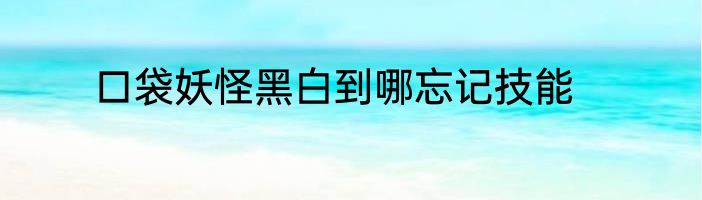 口袋妖怪黑白到哪忘记技能