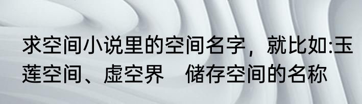 求空间小说里的空间名字，就比如:玉莲空间、虚空界　储存空间的名称