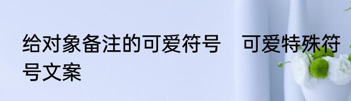 给对象备注的可爱符号　可爱特殊符号文案