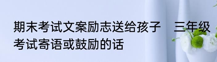 期末考试文案励志送给孩子　三年级考试寄语或鼓励的话