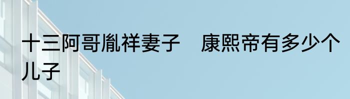 十三阿哥胤祥妻子　康熙帝有多少个儿子
