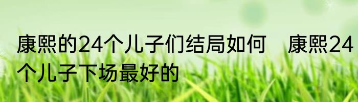 康熙的24个儿子们结局如何　康熙24个儿子下场最好的