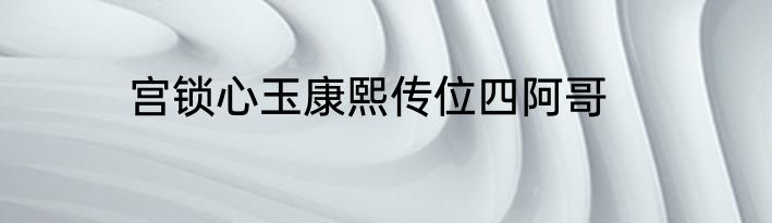 宫锁心玉康熙传位四阿哥