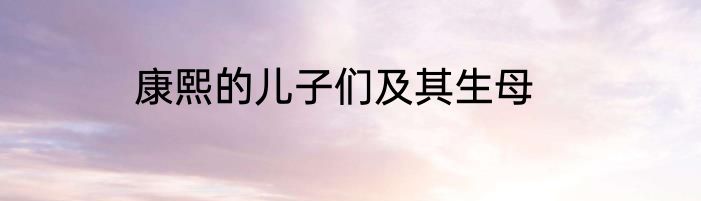 康熙的儿子们及其生母