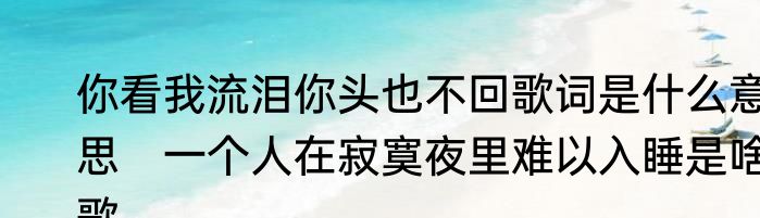 你看我流泪你头也不回歌词是什么意思　一个人在寂寞夜里难以入睡是啥歌