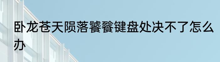 卧龙苍天陨落饕餮键盘处决不了怎么办