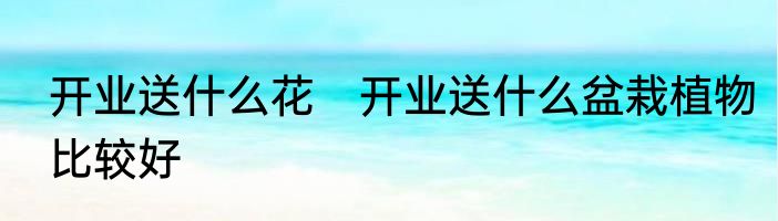 开业送什么花　开业送什么盆栽植物比较好