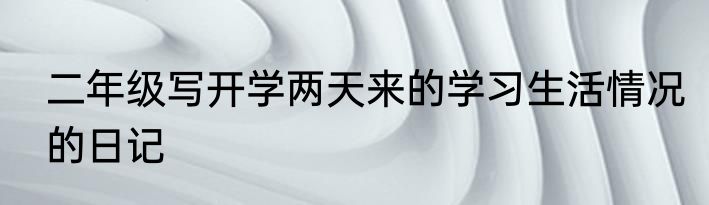 二年级写开学两天来的学习生活情况的日记