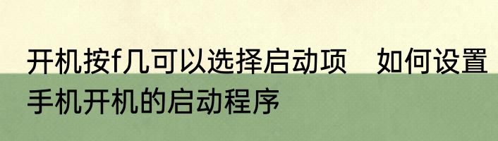 开机按f几可以选择启动项　如何设置手机开机的启动程序