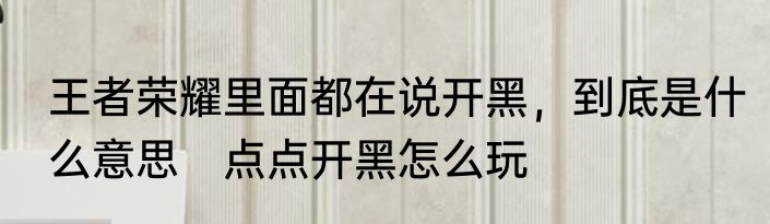 王者荣耀里面都在说开黑，到底是什么意思　点点开黑怎么玩