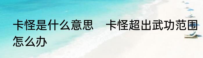 卡怪是什么意思　卡怪超出武功范围怎么办