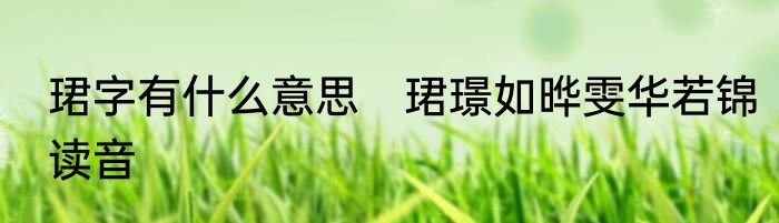 珺字有什么意思　珺璟如晔雯华若锦读音