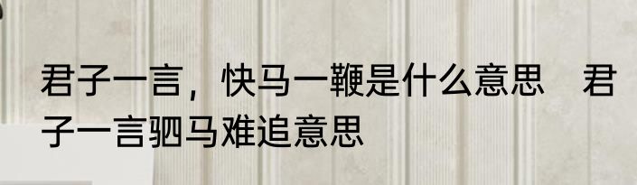 君子一言，快马一鞭是什么意思　君子一言驷马难追意思