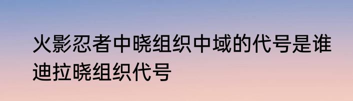 火影忍者中晓组织中域的代号是谁　迪拉晓组织代号