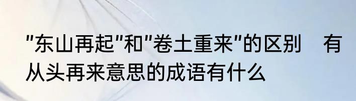 ”东山再起”和”卷土重来”的区别　有从头再来意思的成语有什么