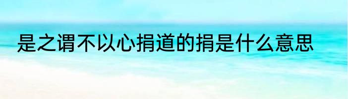 是之谓不以心捐道的捐是什么意思