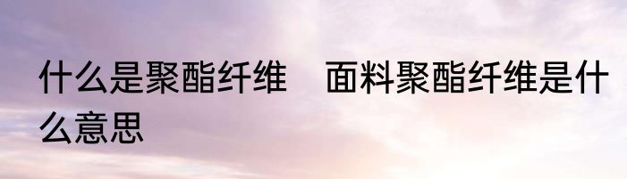 什么是聚酯纤维　面料聚酯纤维是什么意思